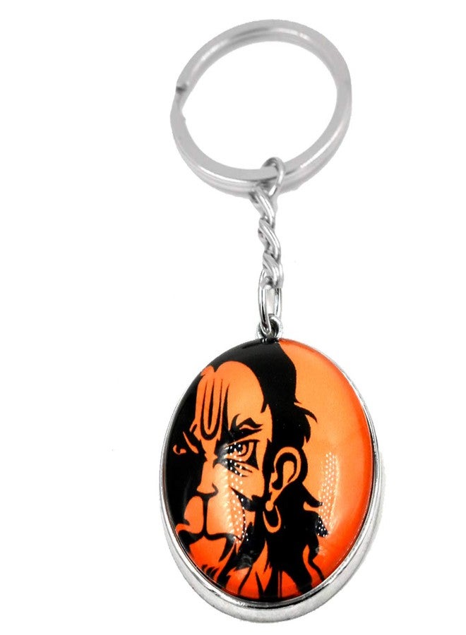 AFH Angry Hanuman Bajrang Bali Metal Orange Spiritual Key Chain for Gifting